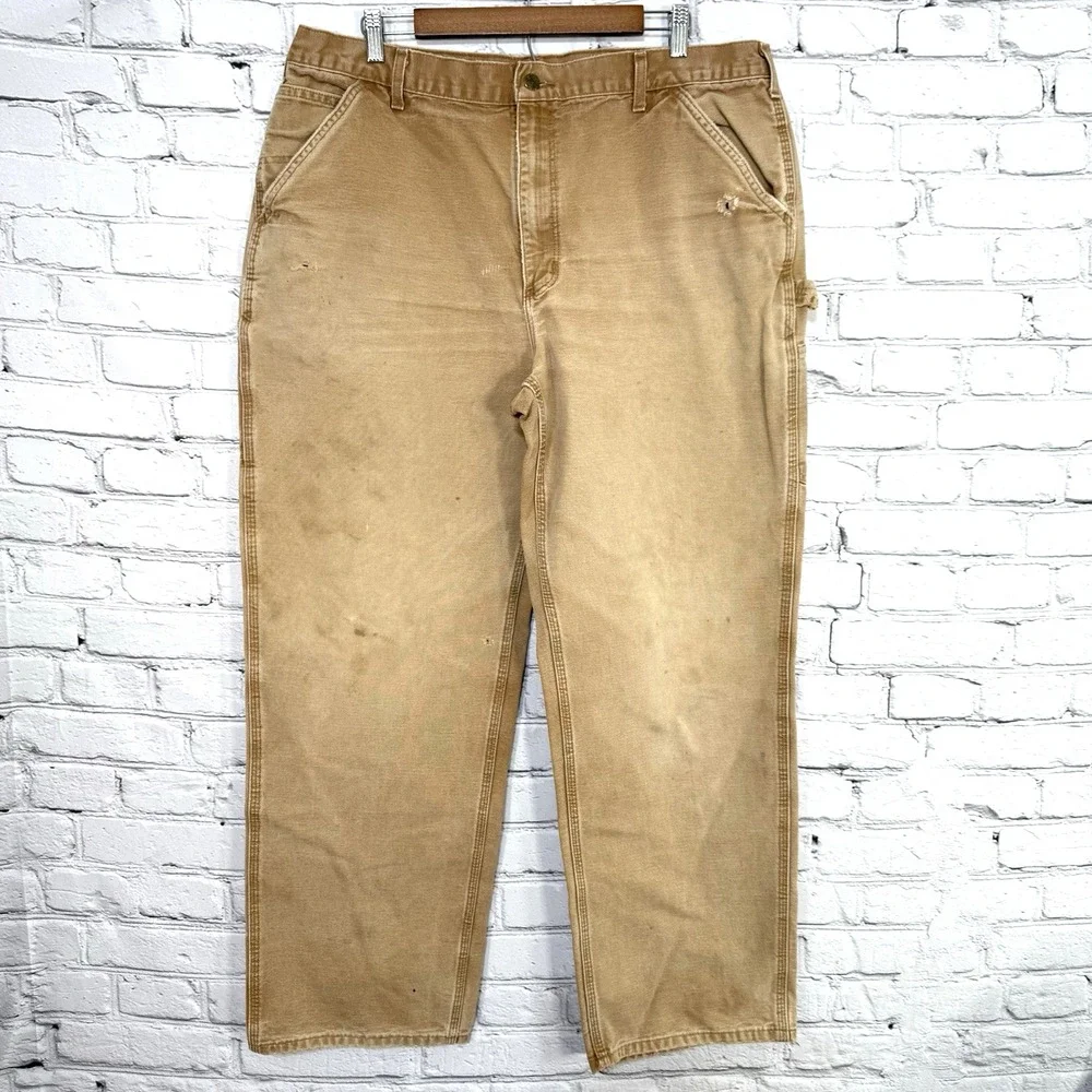 Carhartt Mens Washed Duck Work Pants 38x32 Original Dungaree Fit B11-BRN 2018 *E